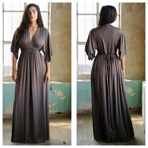 NWT Rachel Pally Long Caftan Maxi Dress Size Small Pecan Short Sleeve Lagenlook
